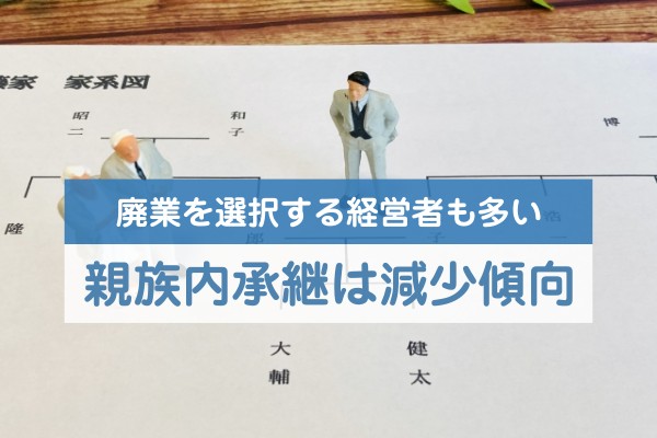 廃業を選択する経営者も多い。親族内継承は減少傾向